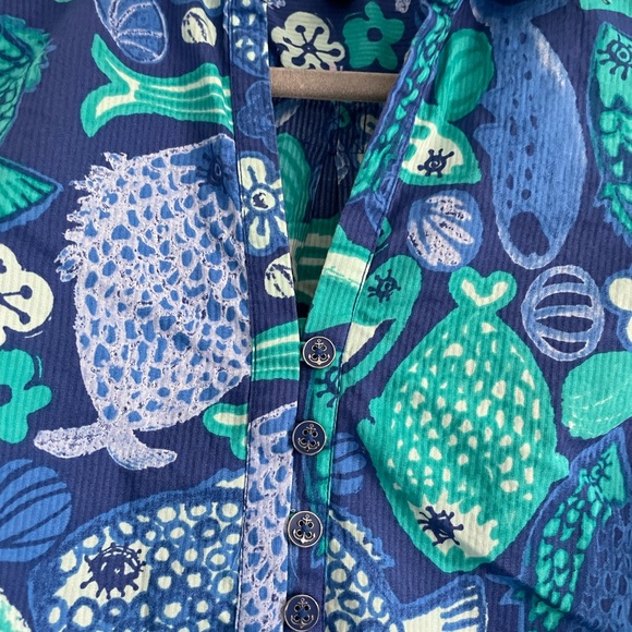 Talbots Fish Print Tunic Blouse - Picture 4 of 8